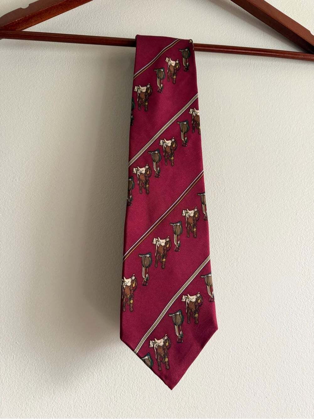Stetson Equestrian Saddle Print Silk Tie – Western Preppy Necktie